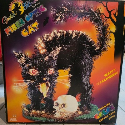 Vintage Halloween Glow by Puleo Optic Fiber Cat Animatronic Decoration VIDEO!