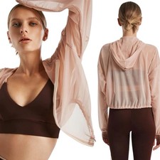 NWT LANSTON SPORT Mesh Hoodie Jacket sz Large 150 msrp Petal Pink