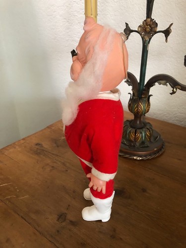 Figura de muñeca Papá Noel de pie de 11" de colección cara de goma fieltro conjunto años 50 - Imagen 2 de 8