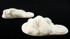 Miss To Mrs Women's Open Toe Mrs. Fluffy Slippers CL8 Ivory Size XL 38-39 