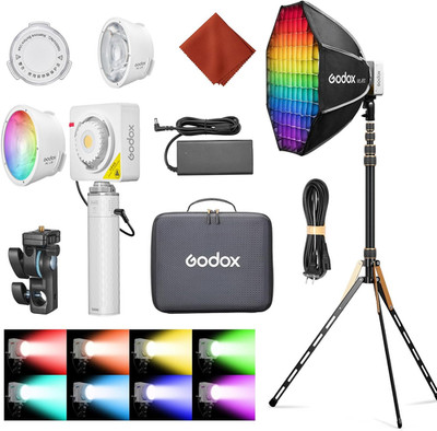 ML100R RGB LED Video Light with 25600Mah Grip/Light Stand/Softbox | 110W Full-Co