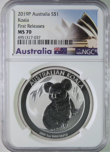 2019 P Australia Koala 1oz .999 Silver $1 Coin First Releases NGC MS70