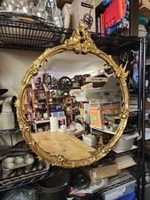 Antique 19th Century Round Giltwood Mirror Ro...