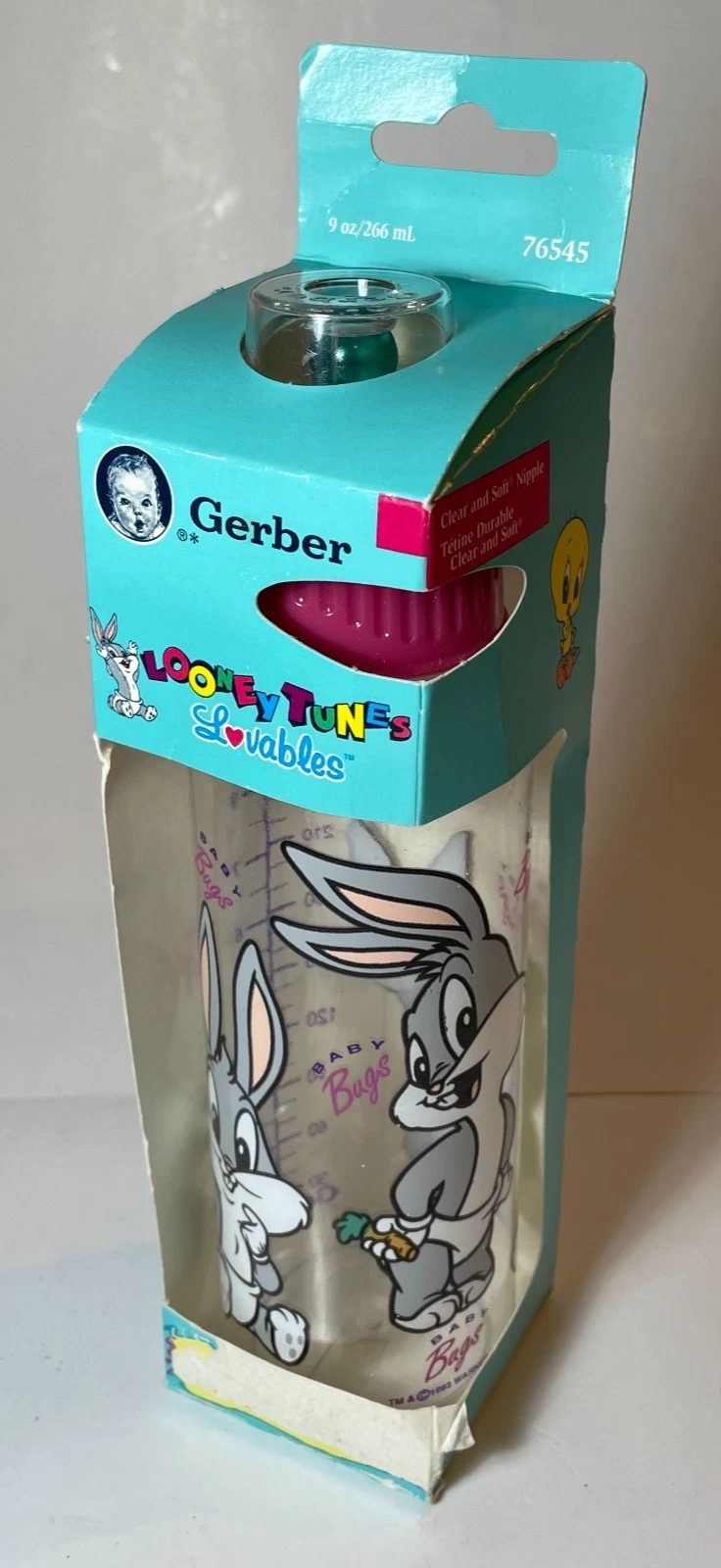 RARE VTG 90s Gerber Baby Bottle Looney Tunes Lovables 9 Oz Baby Bugs NOS 1993 US