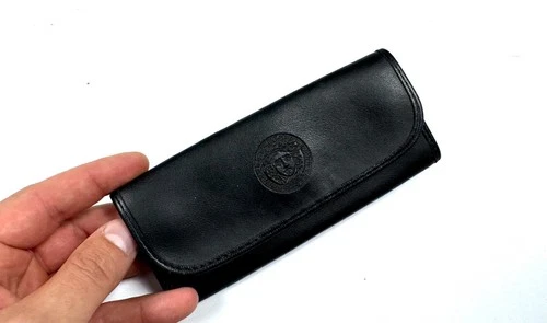 Vintage Versace Logo Black Leather Sunglasses Unisex Case
