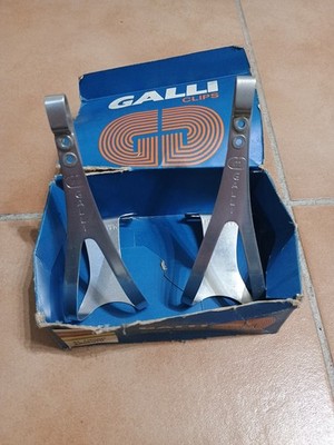 NOS NIB Galli Alu Lang Toe Clips Made In Italy für Rennrad Colnago Bianchi Masi