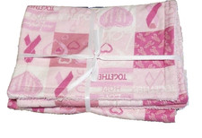 Pink Ribbon Breast Cancer Awareness Patchwork Flannel Burp Cloths Set of 2 NEW
