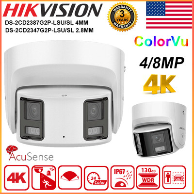 8MP Hikvision Panoramic 4MP 180°Dual Lens ColorVu IP Camera DS-2CD2387G2P-LSU/SL