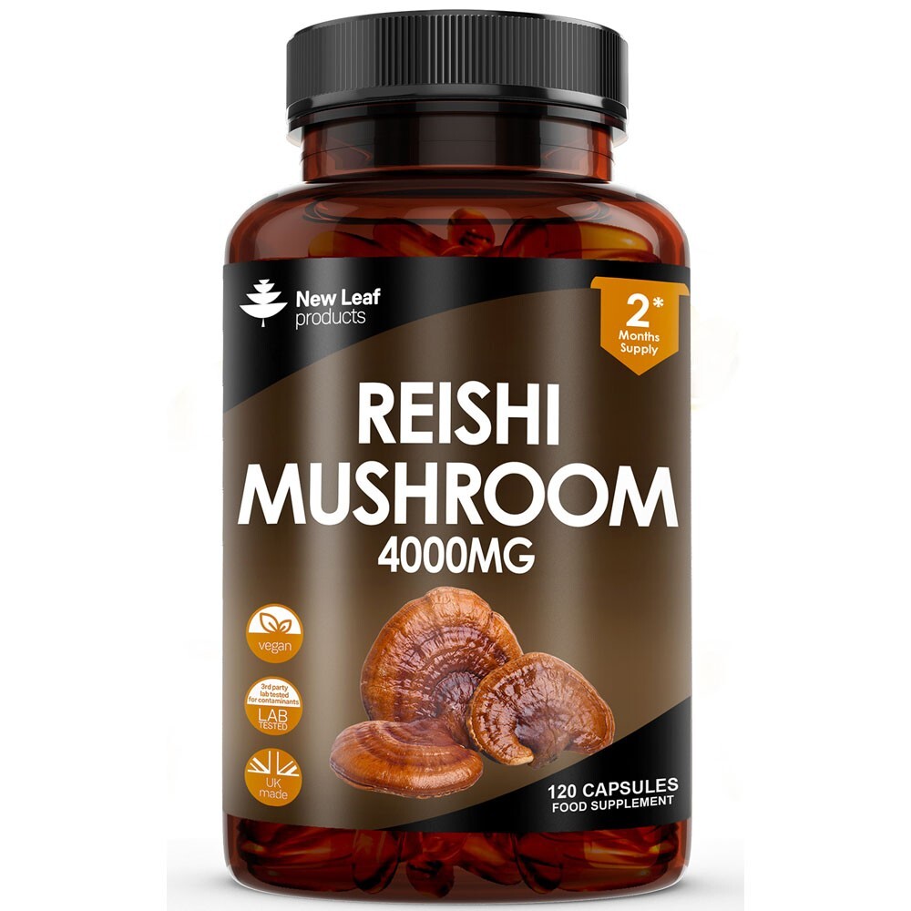 Reishi Mushroom Capsules - Potent 4000mg Mushroom Supplements 100% Fruiting Body