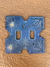 Handpainted Light Switch Cover Fan Native Kachina Handmade Blue Double e44