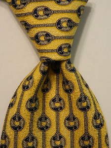VALENTINO-Men-039-s-100-Silk-Necktie-ITALY-Designer-Geometric-Yellow-Blue-Gray-EUC