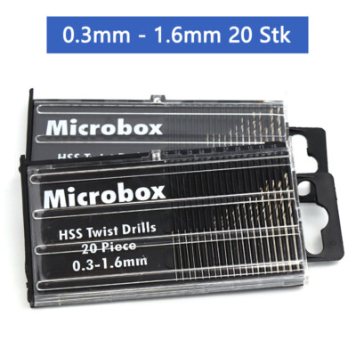 20 Stück HSS Mini Micro Bohrer Satz 0,3mm Bis 1,6mm Spiralbohrer Metallbohrer