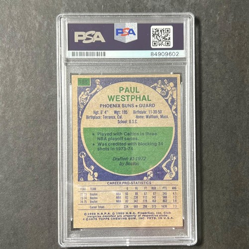 1974-75 Topps Basketball Card #186 Paul Westphal Signed AUTO PSA Slabbed Suns - Picture 2 of 2