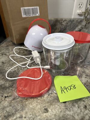 QVC Prepology Rechargeable 13.5 Oz Mini Chopper DD1001-D W/ Extra Cup Red
