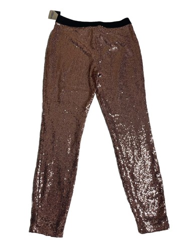 NWT $54 Project Runway Rose Gold Sequins Leggings Medium - Picture 9 of 13