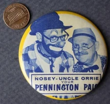 1950s Era Nosey Uncle Orrie Your Pennington Pals EARLY kids TV show pin VINTAGE-