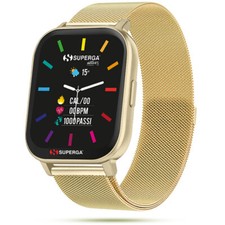 SUPERGA SW-STC012 Gold Mesh Steel Bracelet Smartwatch TOUCHSCREEN NEW