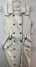 Calvin Klein Double Breasted Sailor Dress White Black Button Up Belted Sz 4 Slvl