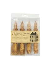 4/Pkg Burnt Ivory 6” LED Timer Tapers - 6 Inch Candles