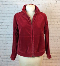 N.y.l. New York Laundry Jacket Red Velour Zip Up Track Coat Xl