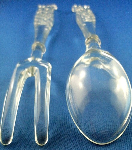 Vintage 1950's BOHEMIA CRYSTAL SALAD SERVERS (FORK & SPOON) Collectable VG - AUS - Bild 7 von 9