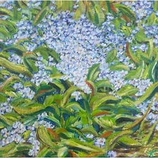 Blue flower, field flowers, garden, Original painting on canvas 10x10 in