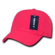 DECKY Neon Pink Polo Cap Hat Curved Visor Brass Buckle Closure OSFM NWT