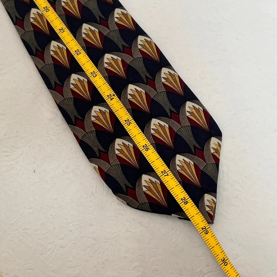 Corbata para hombre John Henry Ruffini Louis Roth azul geométrica 100 % seda EE. UU. Lote 3 Foto 4 de 4