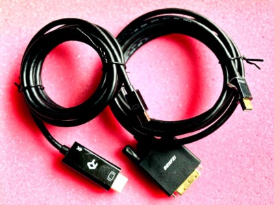 2X Mini Display Port To DVI-D Cable and HDMI Cable Adapter Converter  6FT