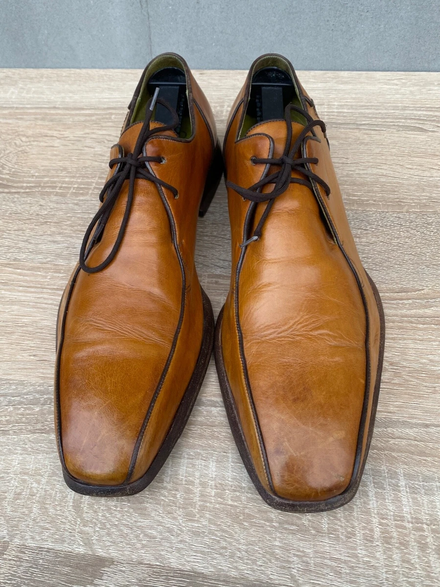 375 OLIVER SWEENEY MENS BROWN LEATHER ITALIAN DIPPER SHOES UK9 US10 EU43