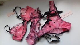 AGENT PROVOCATEUR SOLD OUT CONNY BRA 32C AP 2 SMALL SUSPENDER & BRIEF UK 8 BNWT