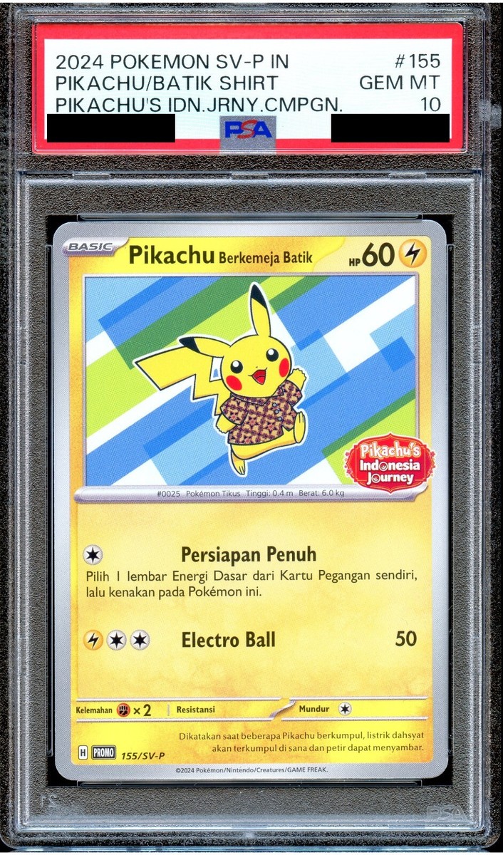 PSA 10 Pikachu Batik 155/SV-P Berkemeja Indonesia Journey Promo