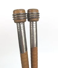 Vintage Antique Wood w/ Metal Wrap Quill Bobbin Textile Sewing 7.5" Spindle Lot