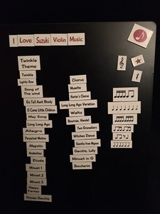 Suzuki Violin Viola Practice Magnets and Magnetic board