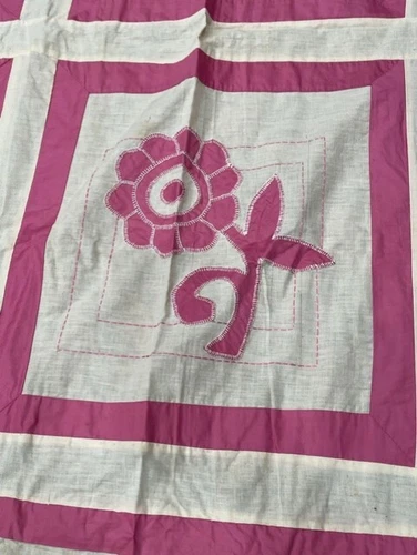 复古被子上衣手工 90x 140 花卉花朵深粉色手工缝制 - 第 5 张/共 12 张