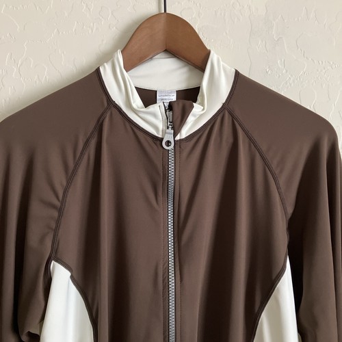 Rash Guard Jacket Womens L Brown Long Sleeve Zip Up Water Resistant Outdoor Boat - Picture 2 of 14