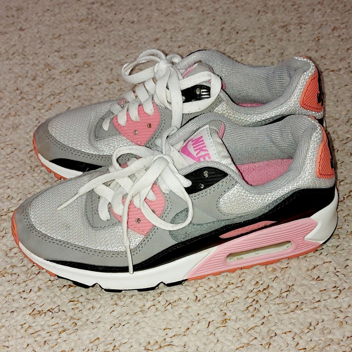 nike air max 90 white and pink trainers
