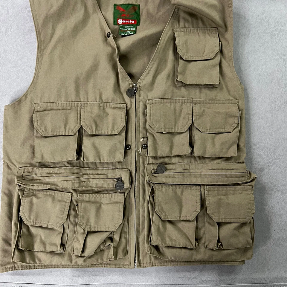 VTG Men Khaki Photography Safrai Hunt Fly Fish PFG Utility Skate Vest-XL-0554 - Image 3 of 4