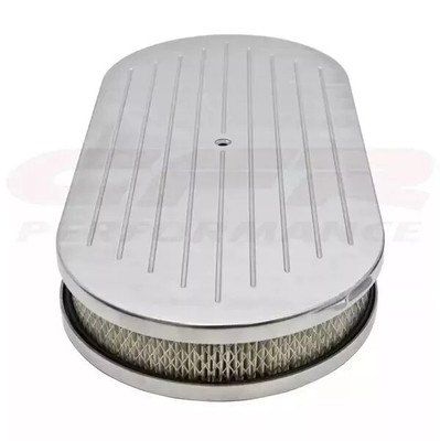 Air Cleaner Set 19'' For Chevy Ford Oval Polished Aluminum Dual Quad Ball Milled