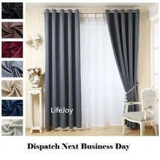 HIGH QUALITY BLOCKOUT BLACKOUT EYELET CURTAINS, GREY, 1 x 180CM(W) x 230CM(L)