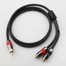 Copper HiFi Y Splitter Cable W/ RCA Male To 2 Female Adapter Anti-Interference