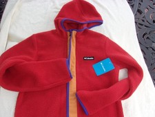 NWT Columbia fleece zippered jacket, youth L, orange, poly, hooded, 50