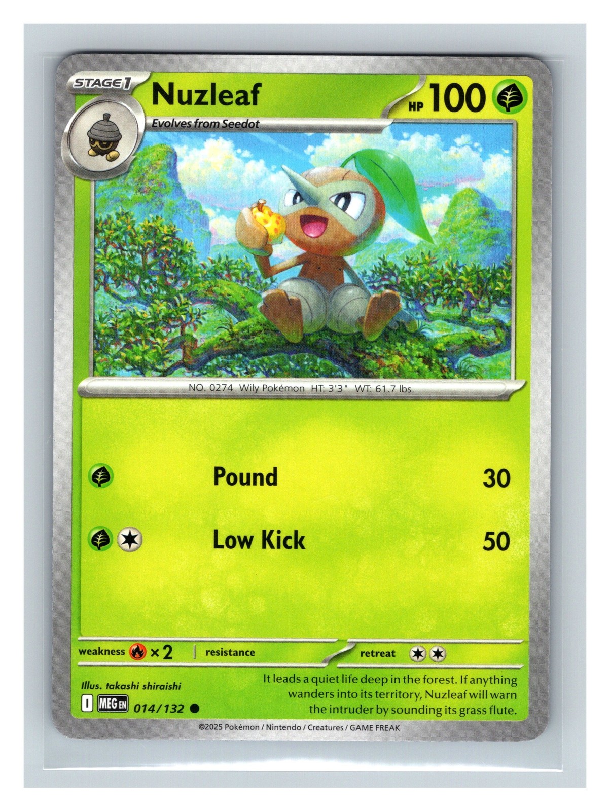 Pokemon TCG Nuzleaf ME01: Mega Evolution 014/132 Common NM