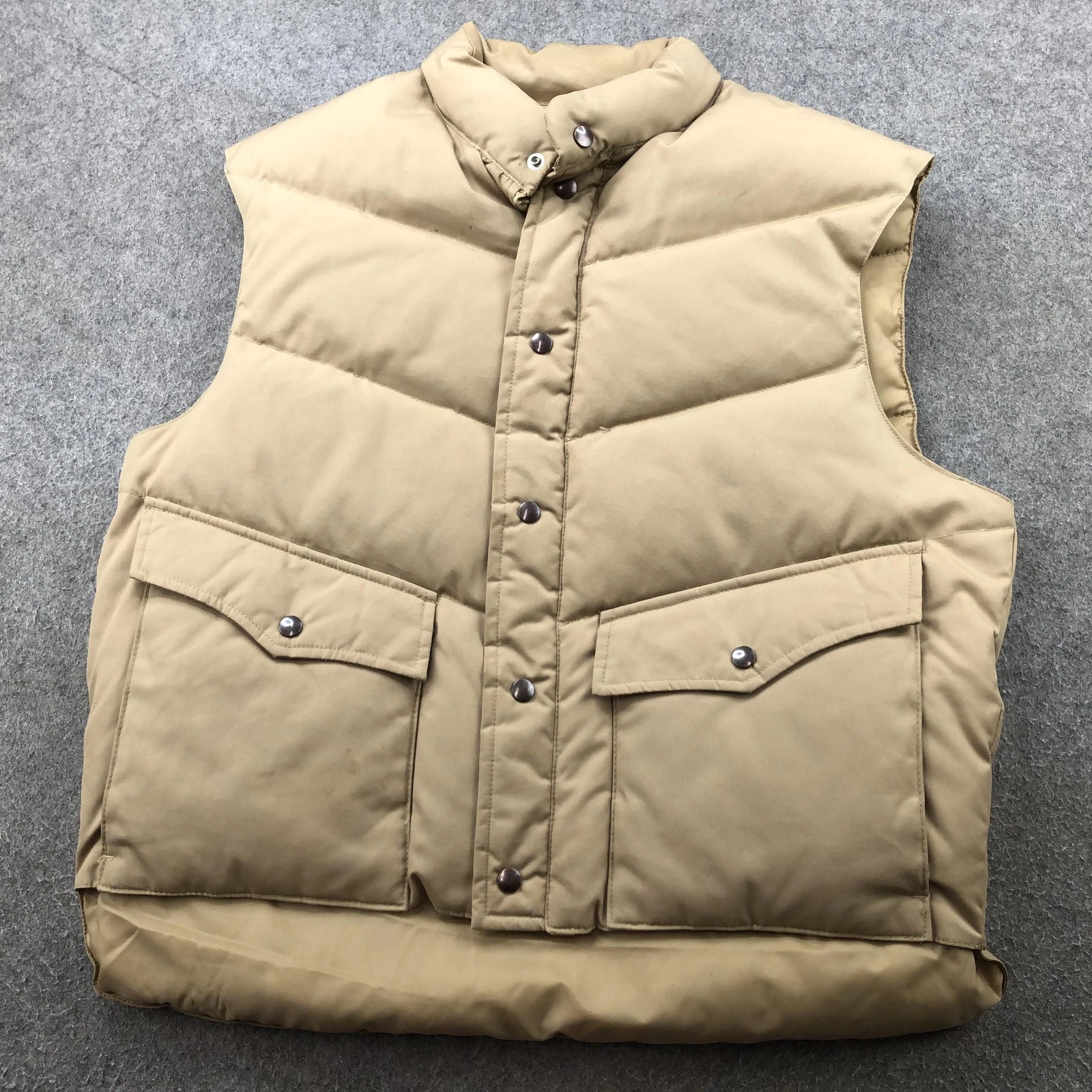 Vintage Campus Vest Mens XL Tan Down Puffer Outdoor Rugged Country 70s