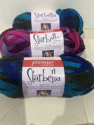Lot 3 Skeins premier Yarns Starbella Canyon Sunrise and plum Preserves 100% Acry