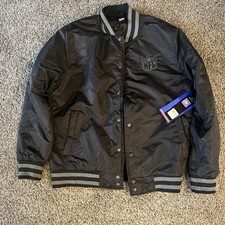 NFL Team Apparel Embroidered NFL Shield Bomber Jacket Black NWT Adult small