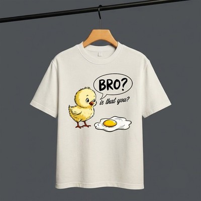 T-Shirt Bro Is That You lustig Küken Spiegelei sarkastisch Neuheit Freizeitshirt weiß