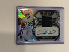 Zamir White Auto 2022 Panini Select Silver Prizm Jersey Raiders RC,  /199