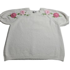Cece Floral Embroidered Short Sleeve Top Pink Posies Womens Medium Cece Floral Embroidered Short Sleeve Top Pink Posies Womens Medium