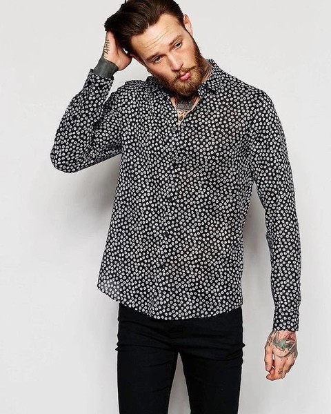 Men COS Shirt Black Cotton 36 / S / 44 #6S16
